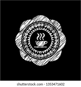coffee cup icon drawn on a blackboard
