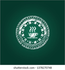 coffee cup icon drawn on a chalkboard