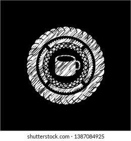 coffee cup icon drawn on blackboard