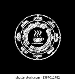 coffee cup icon drawn on blackboard