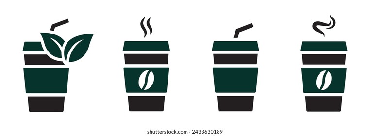 Coffee cup icon, Drink cup set icon, vector illustration