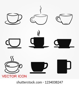 Coffee cup icon. Coffee drink vector symbol stock web illustration.