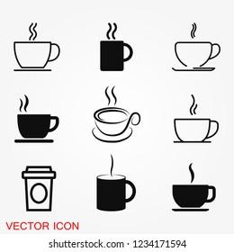 Coffee cup icon. Coffee drink vector symbol stock web illustration.