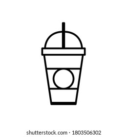 Coffee cup icon. Drink cup vector Illustration. Milkshake line template design 
