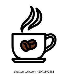 Coffee Cup Icon. Editable Bold Outline With Color Fill Design. Vector Illustration.