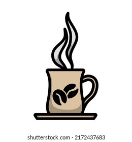 Coffee Cup Icon. Editable Bold Outline With Color Fill Design. Vector Illustration.