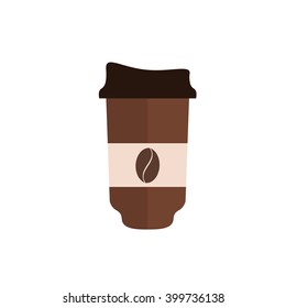 Coffee cup icon flat