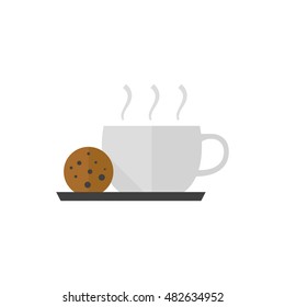 Coffee cup icon in flat color style. Food beverage drink breakfast hot steam tea espresso