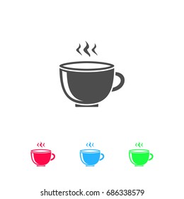 Coffee cup icon flat. Color pictogram on white background. Vector illustration symbol and bonus icons