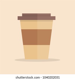 Coffee cup icon. Flat design style. Coffee paper cup silhouette in stylish color