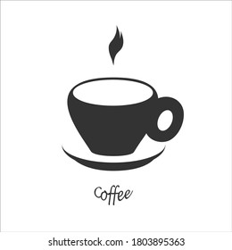 Coffee cup icon, flat graphic design. Black vector illustration 