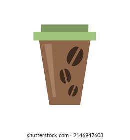 Coffee cup icon. Flat illustration of disposable coffee cup isolated on a white background. Vector 10 EPS.