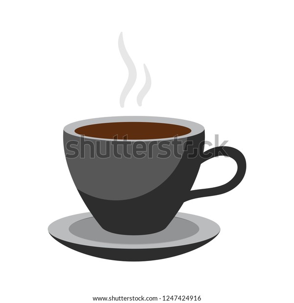 コーヒーカップのアイコン ベクタードリンクコーヒーの平らなイラスト 白い背景に熱いコーヒー ホットドリンク記号 のベクター画像素材 ロイヤリティフリー