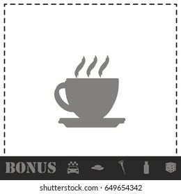 Coffee cup icon flat. Simple vector symbol and bonus icon