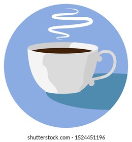 Coffee cup icon flat style vector kitchen utensil