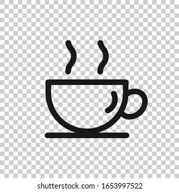Coffee cup icon in flat style. Hot tea vector illustration on white isolated background. Drink mug business concept.