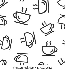 Coffee cup icon in flat style. Hot tea vector illustration on white isolated background. Drink mug seamless pattern business concept.