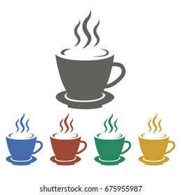 Coffee cup icon flat. Vector illustration