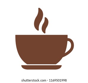 Coffee cup icon. Flat vector.Isolated on white background.Hot drink. Cup of tea silhouette.