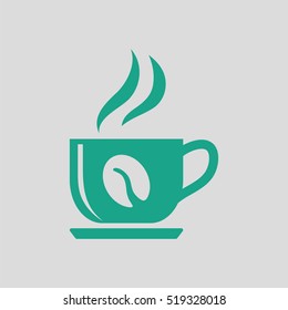 Coffee cup icon. Gray background with green. Vector illustration.