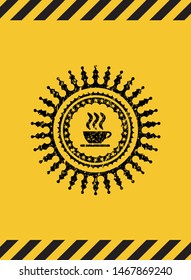 coffee cup icon grunge warning sign emblem. Vector Illustration. Detailed.