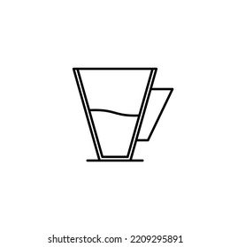 coffee cup icon with half filled with water on white background. simple, line, silhouette and clean style. black and white. suitable for symbol, sign, icon or logo