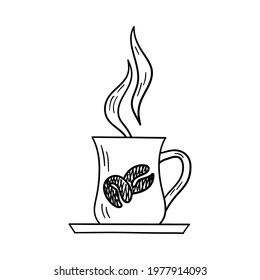 Coffee Cup Icon. Hand Drawn Sketch Design. Vector Illustration.