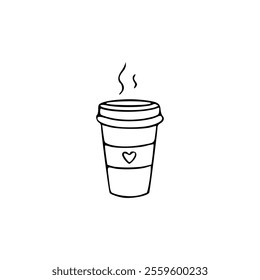 Coffee cup icon with heart on top