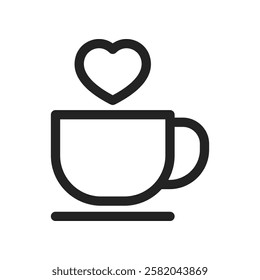 Coffee Cup Icon with Heart Symbol Depicting Love and Warmth