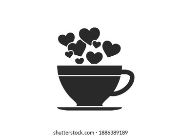 coffee cup icon with hearts. valentines design element. love symbol. isolated vector image
