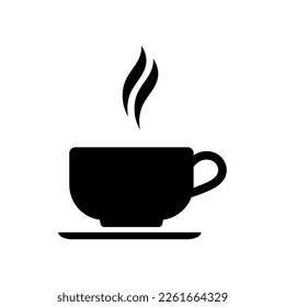 Coffee cup icon. Hot drink black pictogram. Modern vector isolated on white background.
