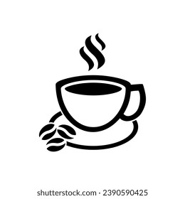 Icono de taza de café. Taza de bebida caliente, taza de café, té, etc. Café con icono vectorial de vapor.