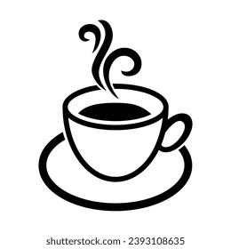 Kaffeetasse-Ikone. Tasse heißen Getränks, Kaffee, Tee etc. Kaffeetasse mit Dampf-Vektorsymbol.