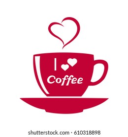Coffee cup icon. Cup of hot drink. Coffee with hearts. icon A cup for lovers. Vector illustration.