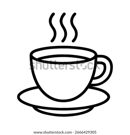 Coffee Cup Icon – Hot Drink Mug Outline Vector Illustration