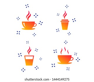 Coffee cup icon. Hot drinks glasses symbols. Take away or take-out tea beverage signs. Random dynamic shapes. Gradient coffee icon. Vector