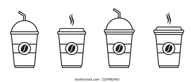 Coffee Cup Icon. Hot and Ice Coffee Cup Icon, Vector Illustration