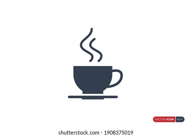 Coffee Cup Icon. A Cup of Hot Smoky Coffee isolated on White Background. Flat Vector Icon Design Template Element.