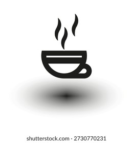 Coffee cup icon. Hot tea symbol. Beverage steam Vector. Black silhouette design. EPS 10.