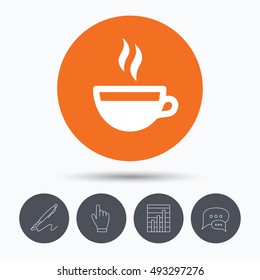 Coffee cup icon. Hot tea drink sign.