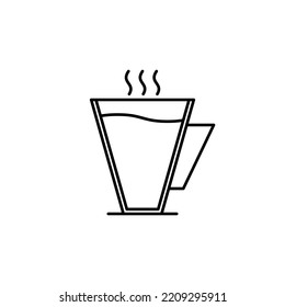 coffee cup icon with hot water on white background. simple, line, silhouette and clean style. black and white. suitable for symbol, sign, icon or logo