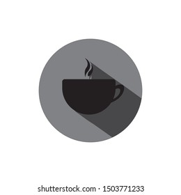 Coffee cup icon illustration design with long shadow. Coffee cup icon vector template