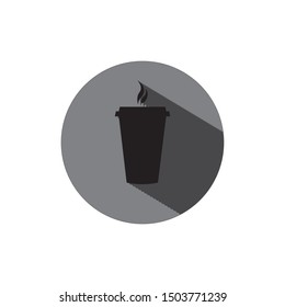 Coffee cup icon illustration design with long shadow. Coffee cup icon vector template
