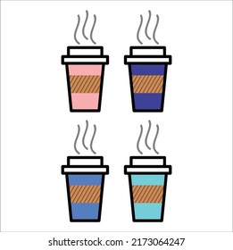 coffee cup Icon illustration line art vector design