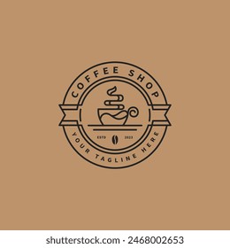 coffee cup icon illustration for coffee shop stamp logo design