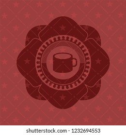 coffee cup icon inside badge with red background