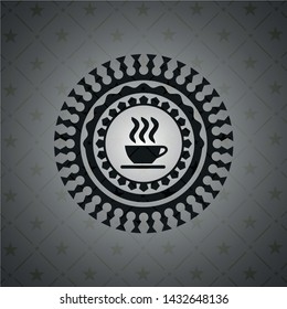 coffee cup icon inside black emblem