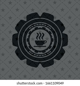 icono de taza de café dentro de la placa negra