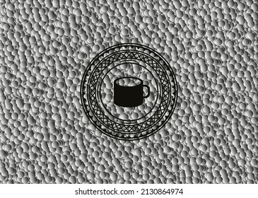 coffee cup icon inside black emblem with bubbles background. Vintage. Vector Illustration. Detailed. 