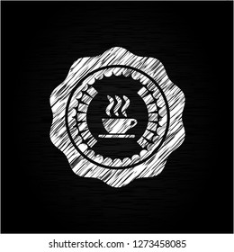 coffee cup icon inside chalk emblem